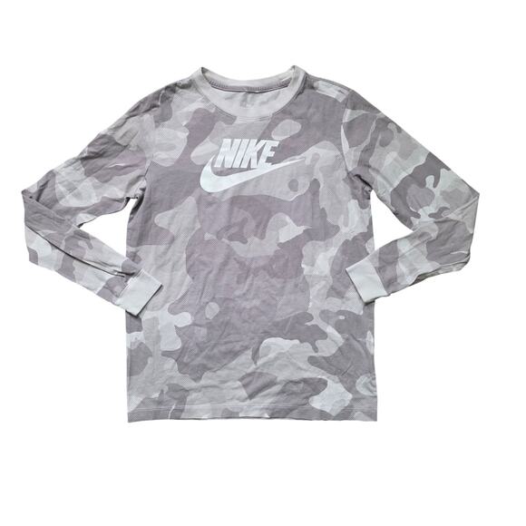 Nike Camo Long Sleeve Stretch T-Shirt Men’s XL Gray White Collar - Picture 1 of 4